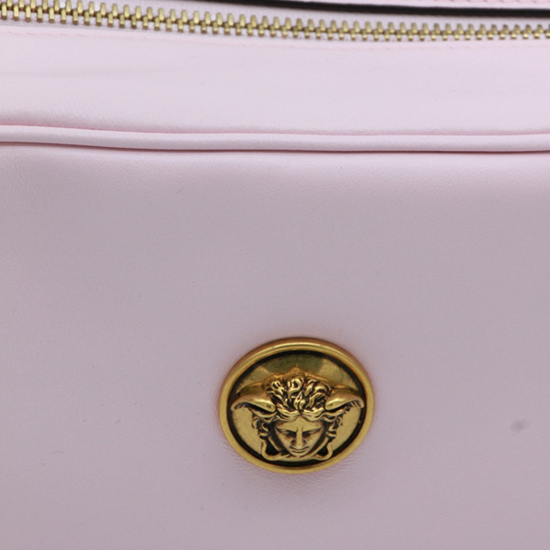 Versace Rectangular Handbag With Gold Medallion And Adjustable Straps