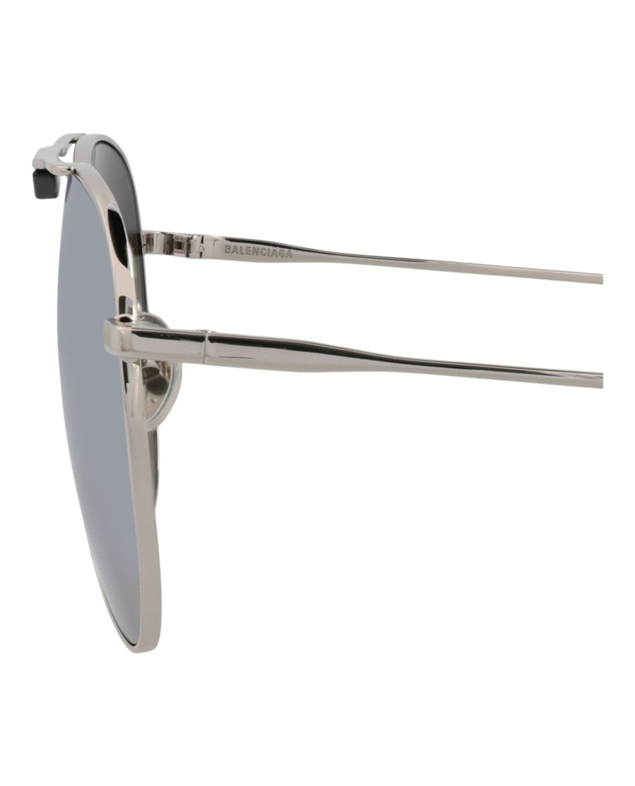 Balenciaga Aviator-Frame Metal Sunglasses With Reflective Lenses And Double Bridge