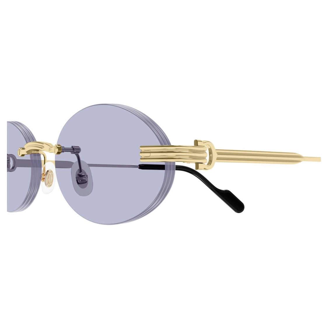 Cartier Rimless Oval Sunglasses With Layered Gold Temples