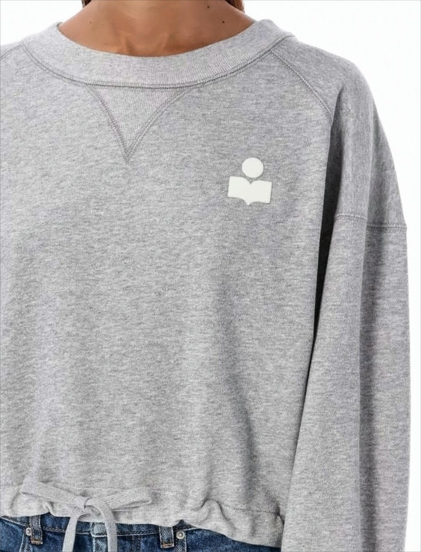 Isabel Marant Heather Grey Long-Sleeve Sweatshirt With Adjustable Drawstring Hem