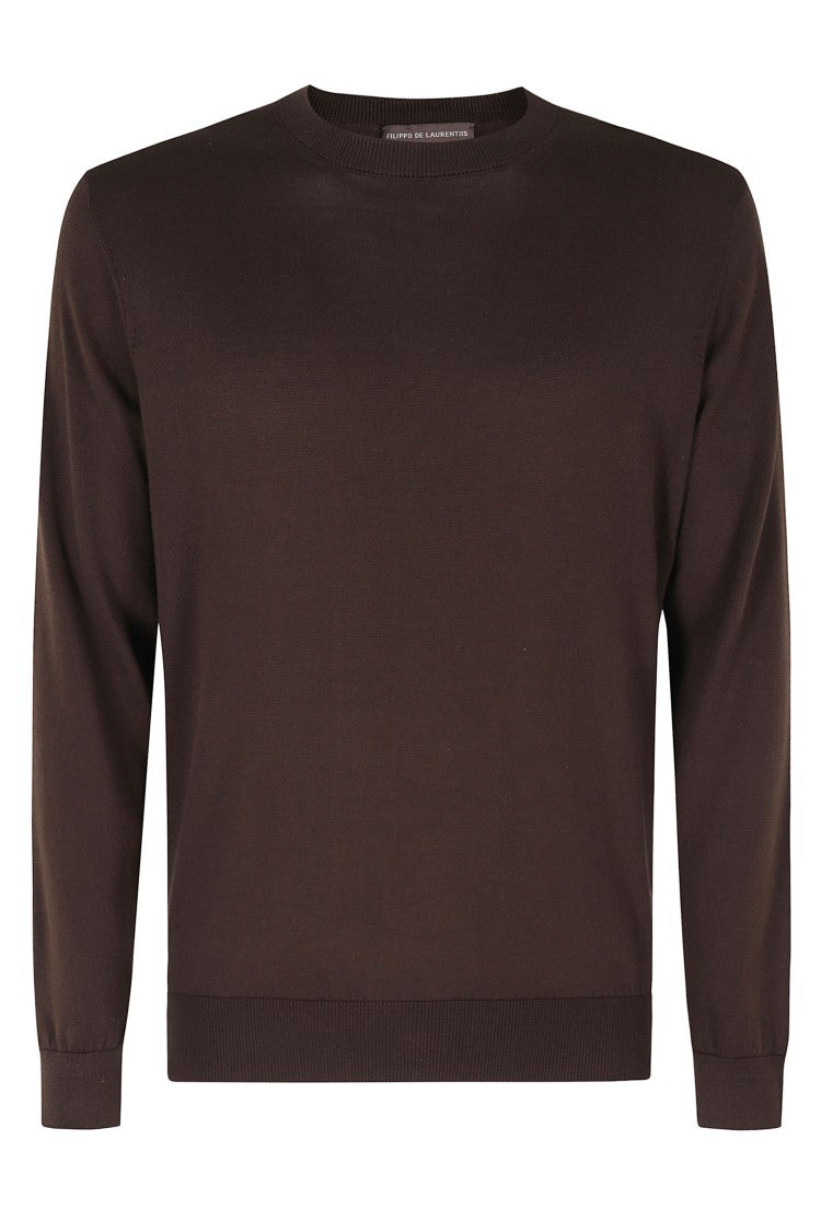 Filippo De Laurentiis Brown Round-Neck Single-Thread Cotton Sweater