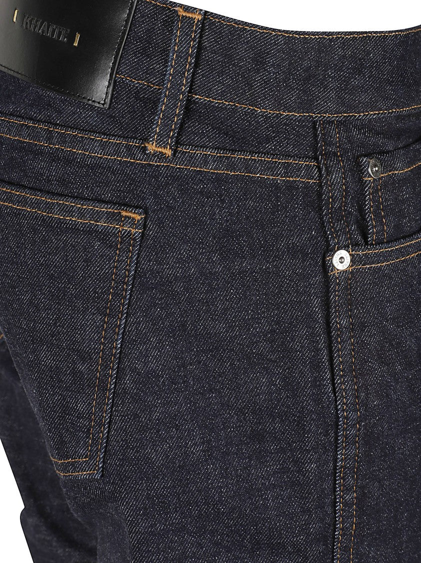 Khaite Classic Five-Pocket Flared Jeans With Contrast Stitching