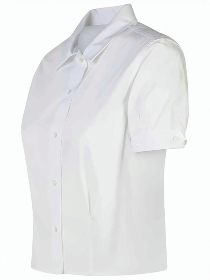 Thom Browne Short-Sleeved White Blouse With Classic Collar