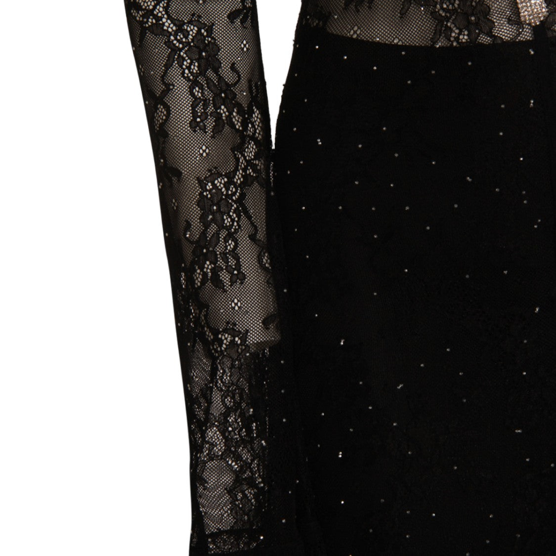 Nissa Mid-Length Sheer Black Lace Dress