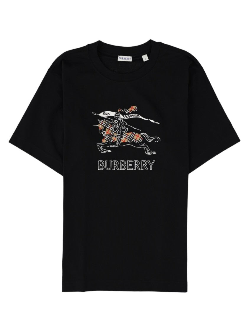 Burberry Black Graphic Printed Cotton T-Shirt