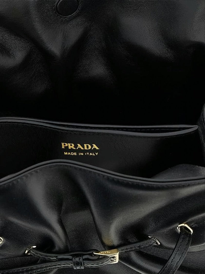 Prada Gathered Sheepskin Shoulder Bag With Gold-Tone Accents