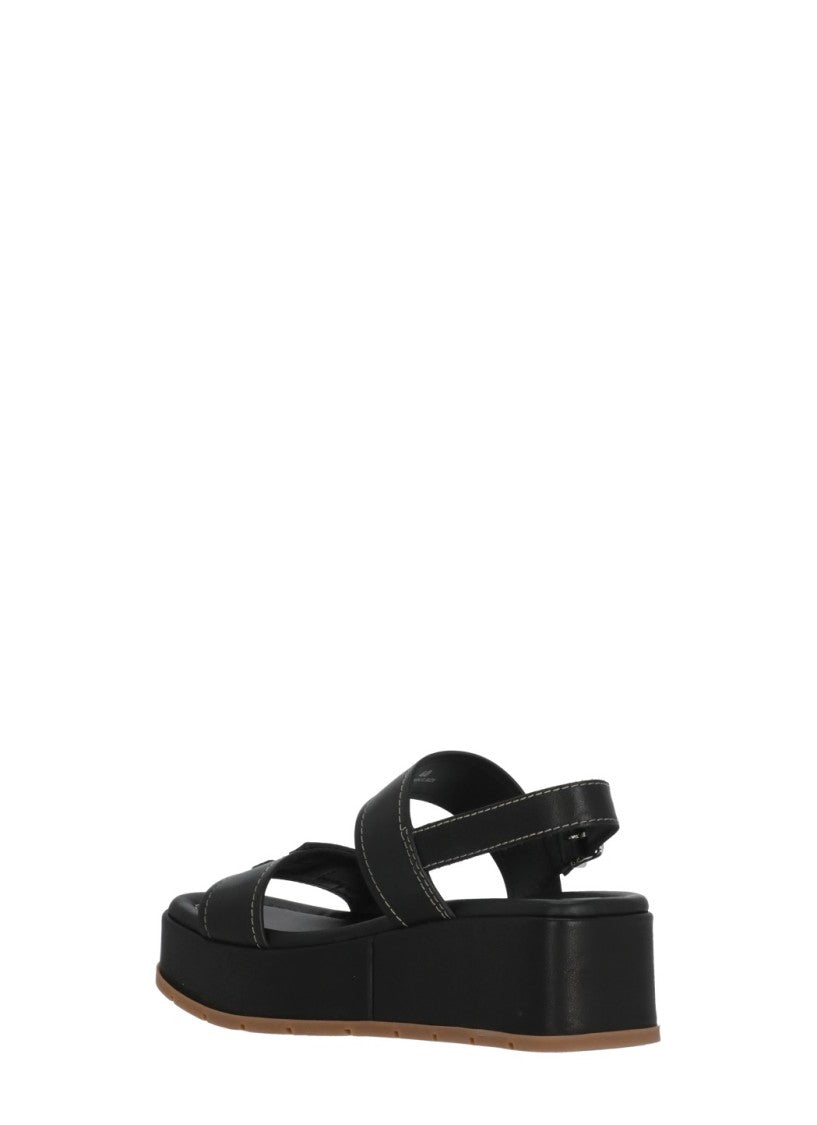 Hogan Black H703 Embossed H Leather Sandals