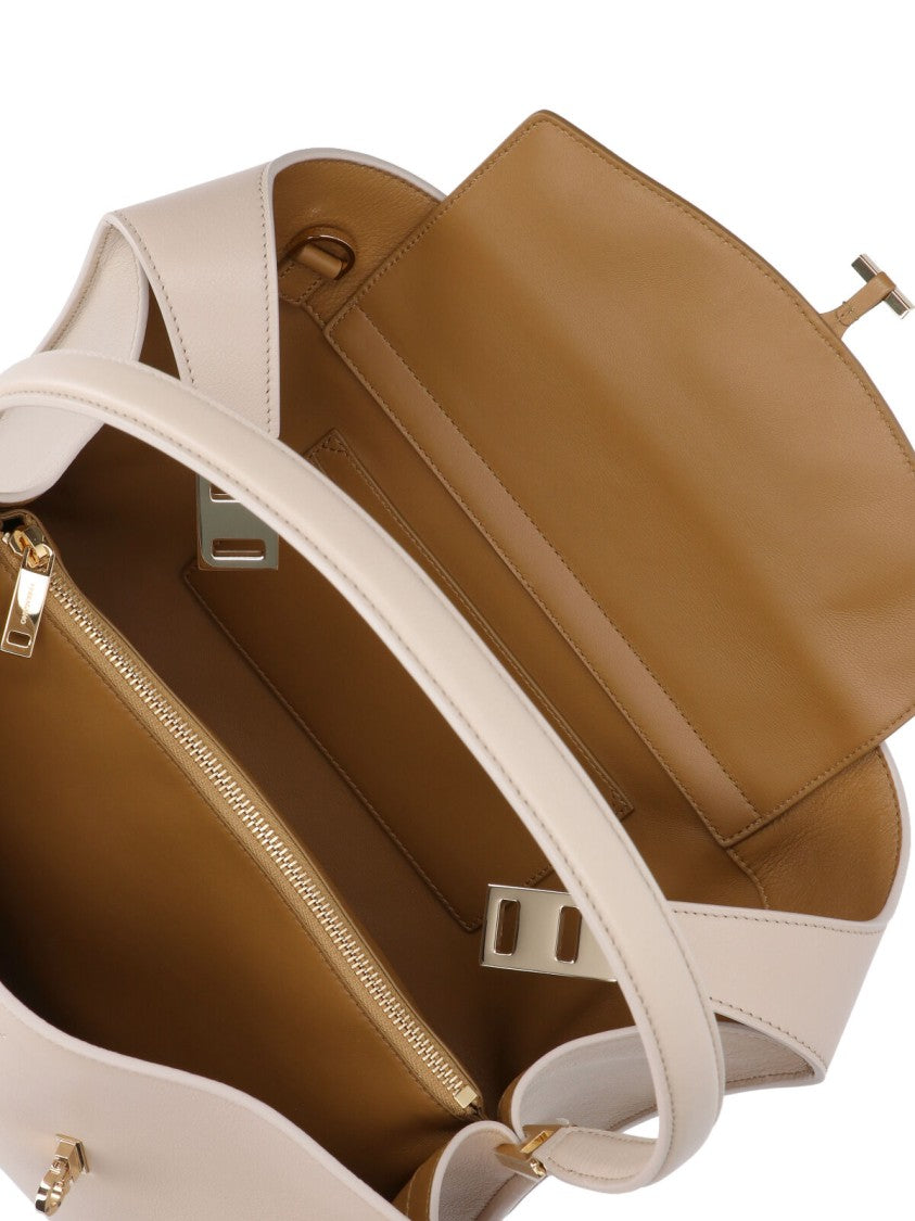 Ferragamo Cream Hug Soft Leather Shoulder Bag