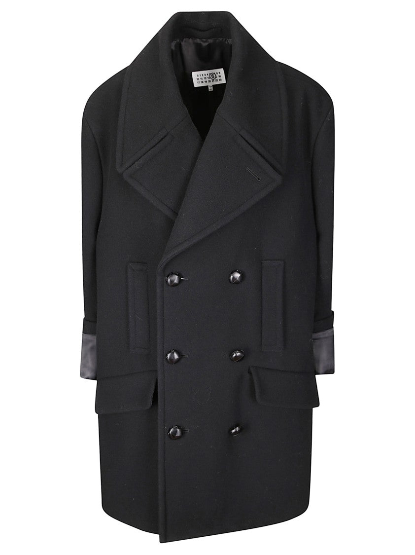 Mm6 By Maison Margiela Oversized Black Wool Coat