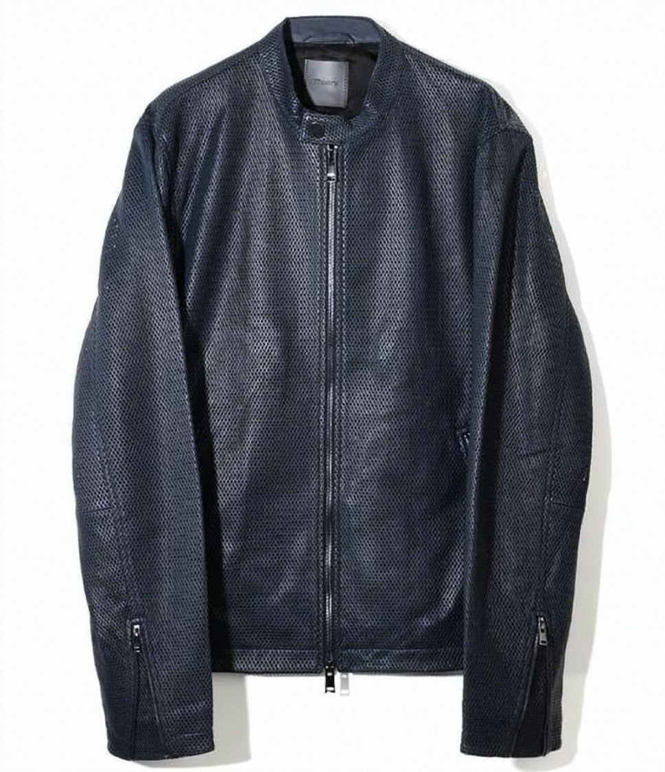 Theory Perforated Lambskin Bomber Jacket With Smooth Cupro Lining