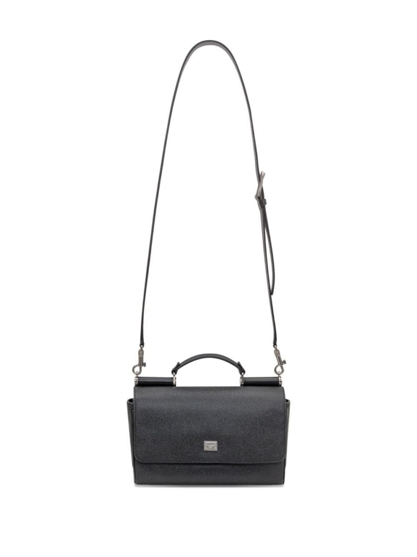 Dolce & Gabbana Structured Black Bag With Top Handle And Detachable Strap