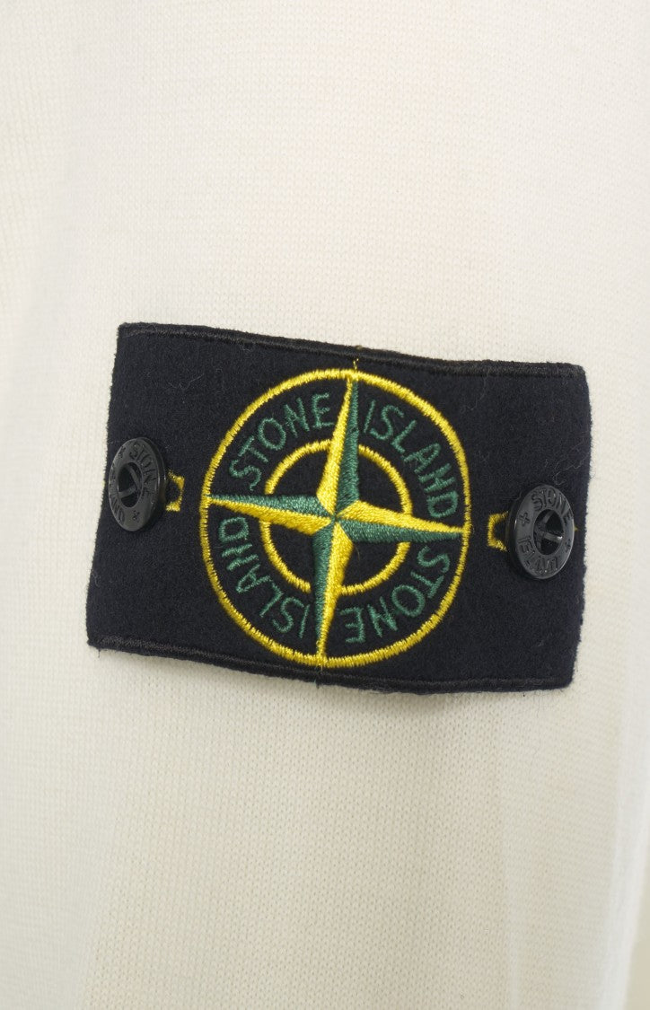 Stone Island Fitted Off-White Turtleneck Sweater With Logo Detail