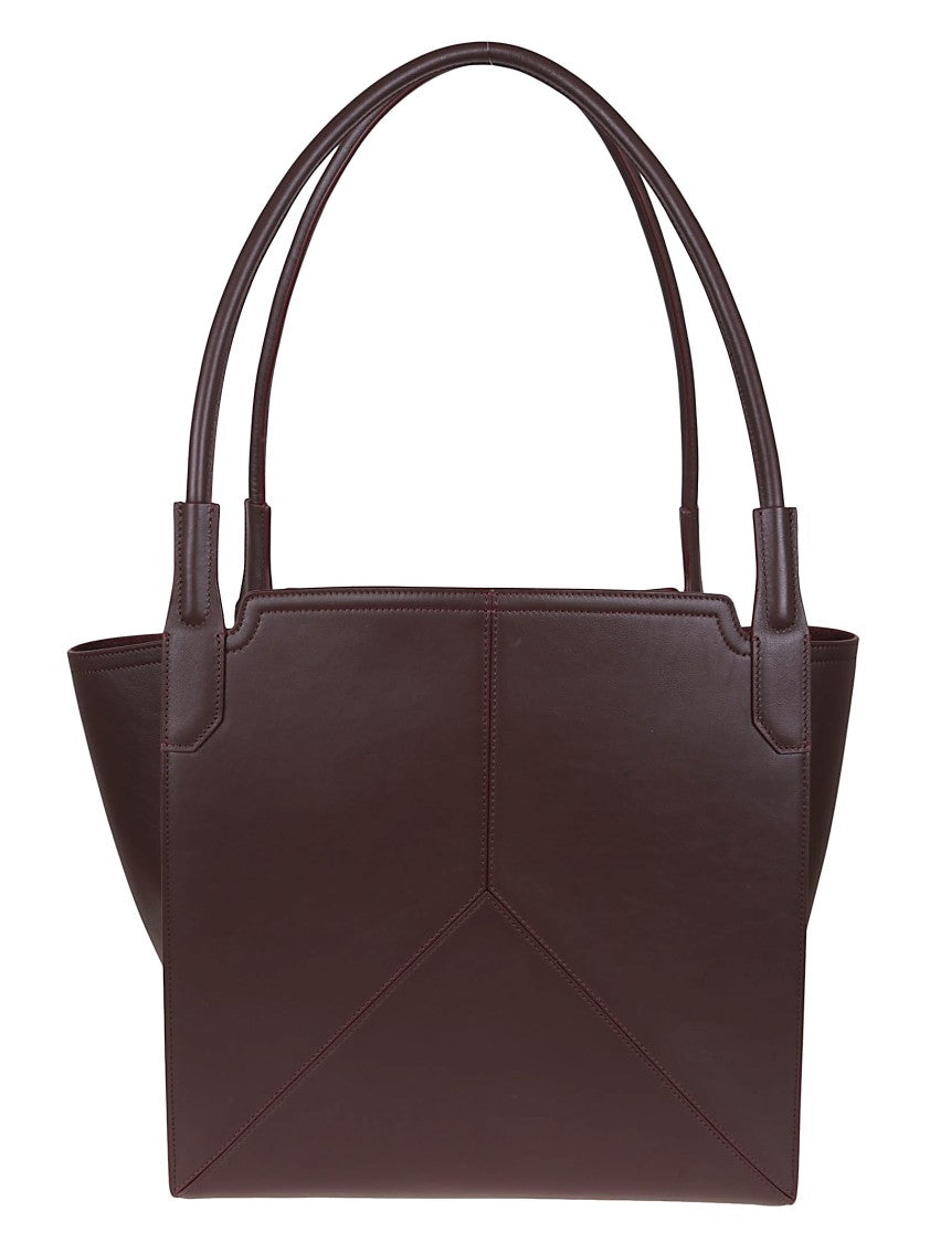 Victoria Beckham Structured Burgundy Calf Leather Handbag