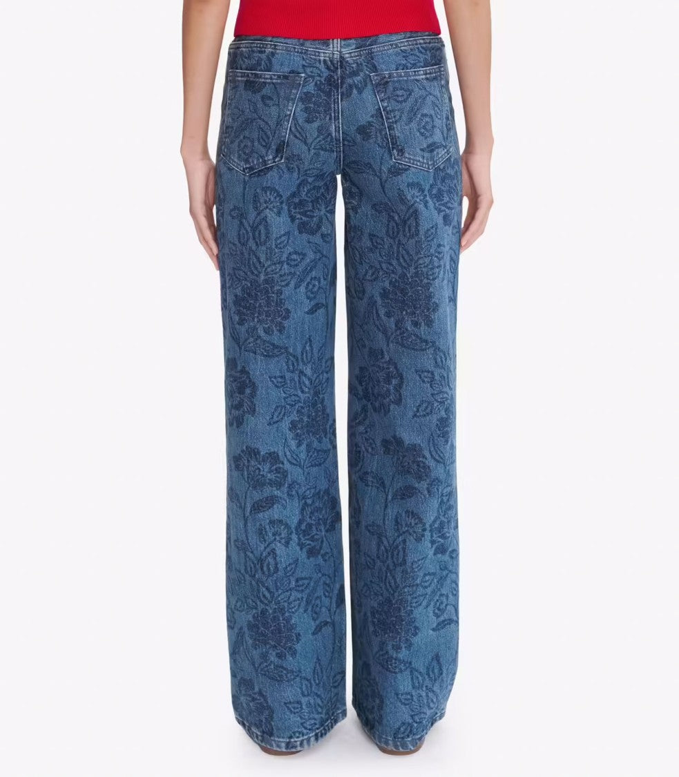 A.P.C. High-Rise Floral-Print Denim Jeans With Straight Leg