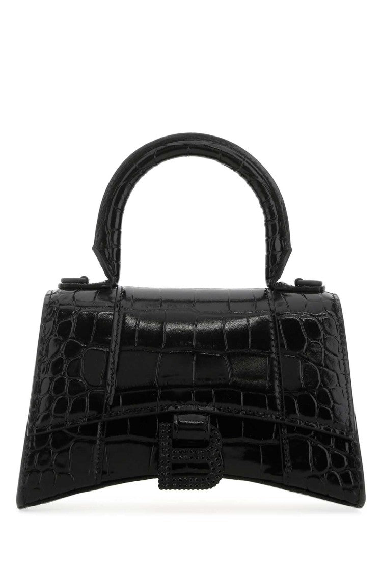Balenciaga Black Leather Xs Hourglass Handbag