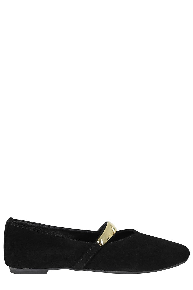 Senso Caela Iii Gold Strap Suede Ballet Flats