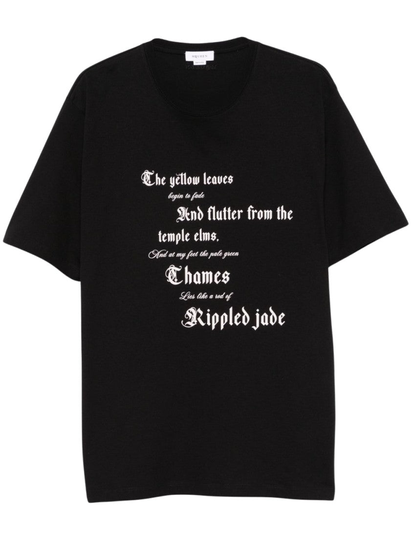 Alexander Mcqueen Black And Ivory Graphic Cotton T-Shirt