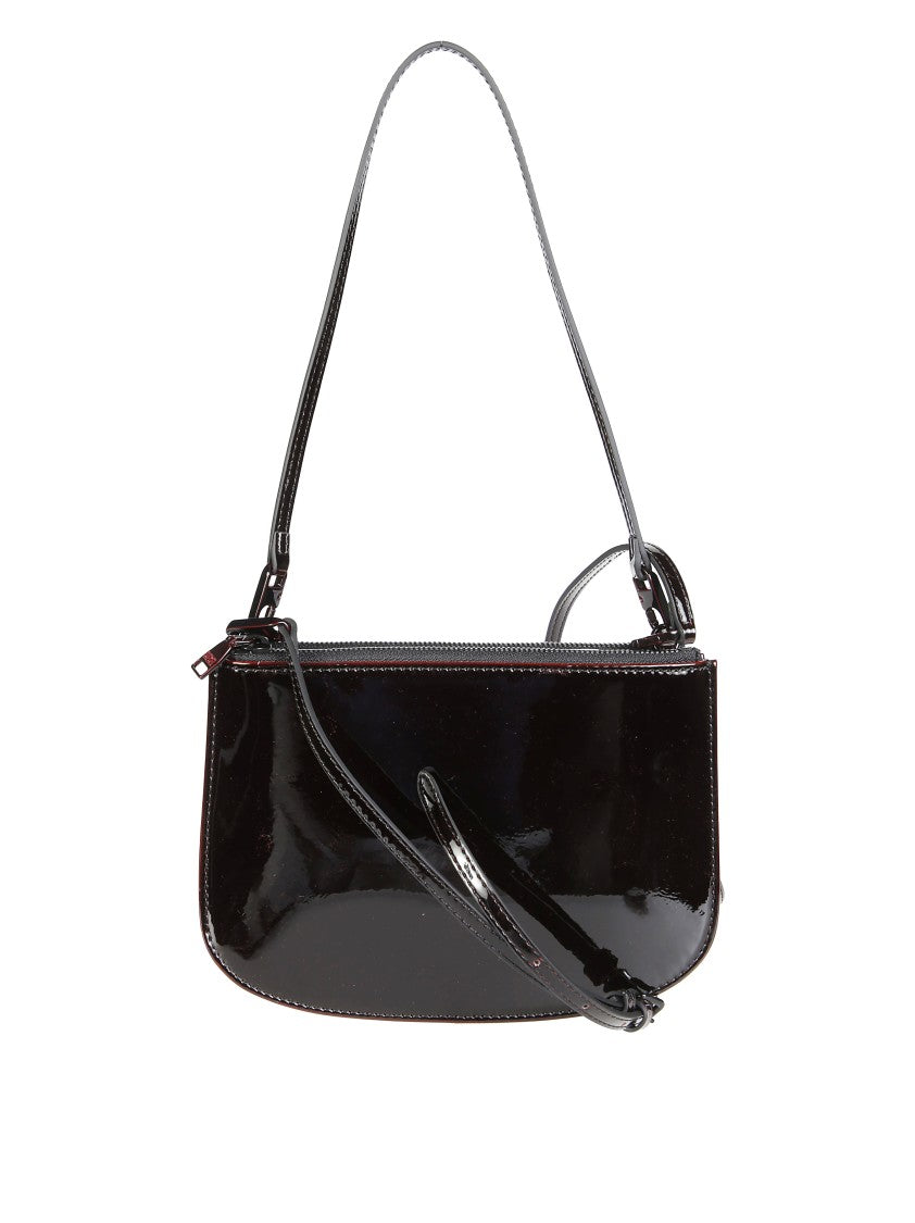 Diesel Patent Finish Shoulder Bag With Oval Emblem Detail