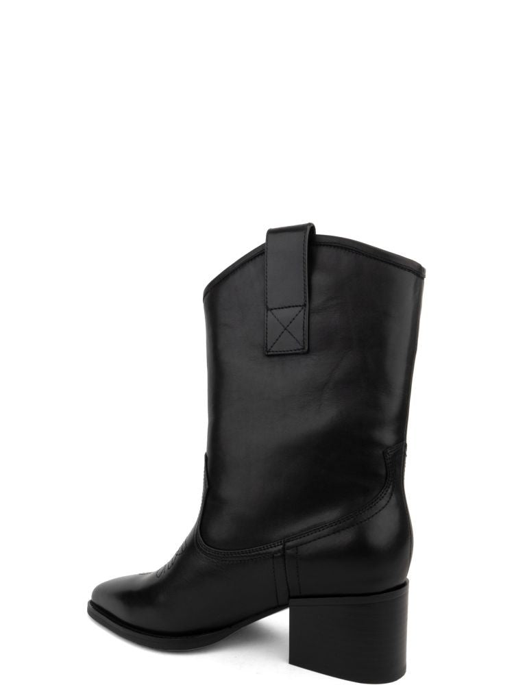 Adrianna Feretti Black Pointed Toe Minimalist Long Leather Boots