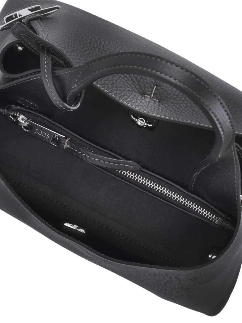Tod's Black T Timeless Hammered Leather Clutch