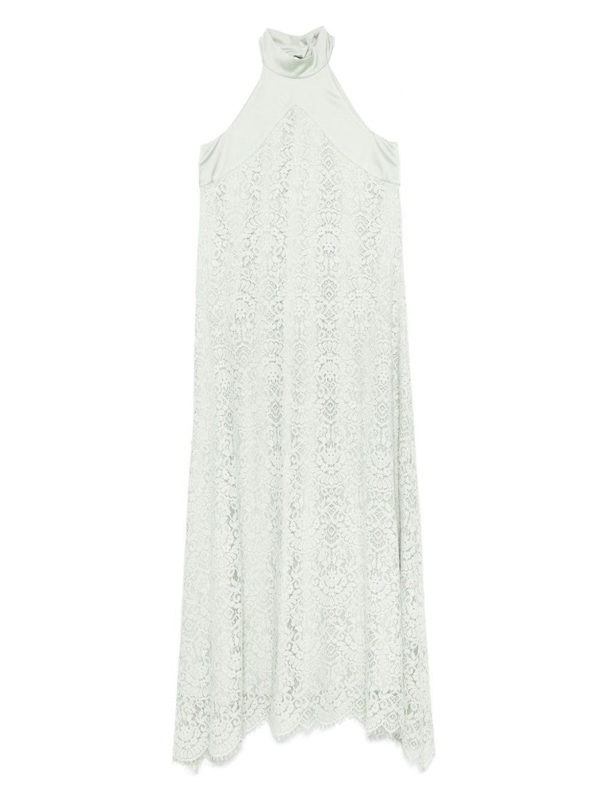 Dexterior High Neck Lace Overlay Maxi Dress