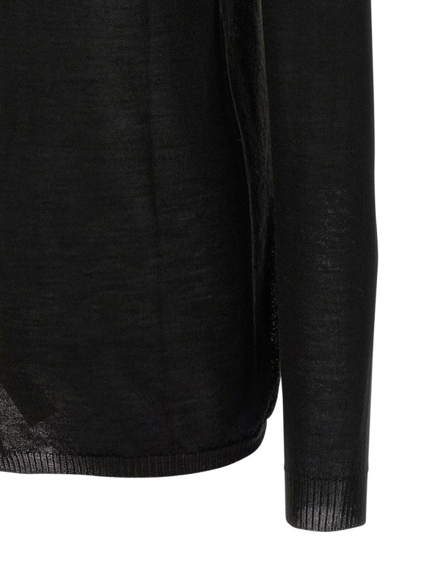 Rick Owens Long-Sleeve Lightweight Knit Top With Semi-Sheer Texture