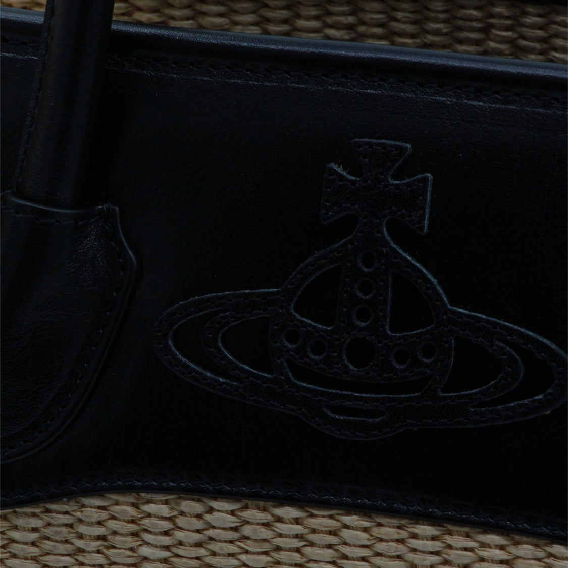 Vivienne Westwood Structured Tote Bag With Woven Texture And Leather Trim