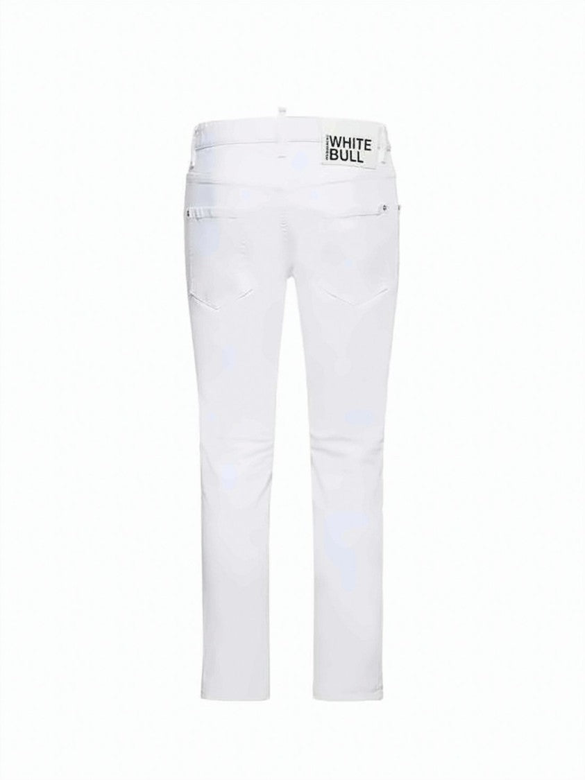 Dsquared2 Slim-Fit White Denim Trousers With Classic Five-Pocket Design