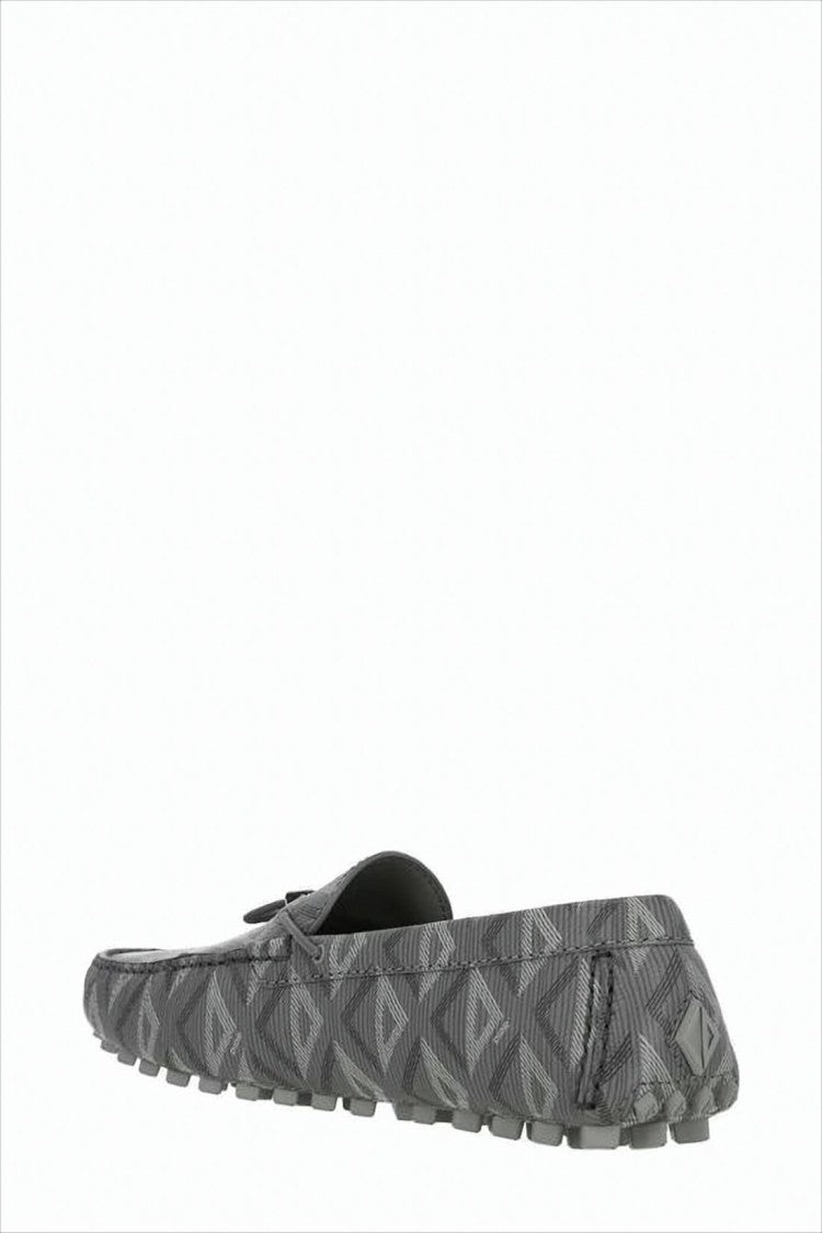 Christian Dior Textured Grey Loafers With Geometric Pattern By Christian Dior