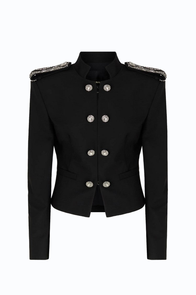 Pinko Black Military-Style Polyester-Blend Jacket