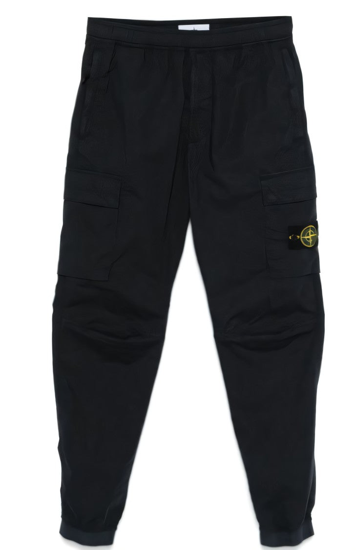 Stone Island Tapered Black Jogger Pants With Cargo Pockets