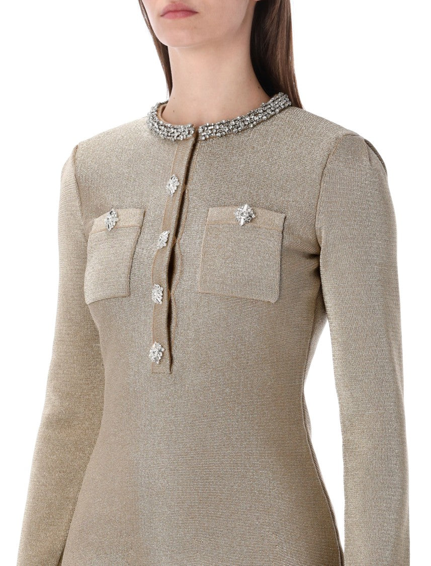 Self-Portrait Crystal Knit Mini Dress