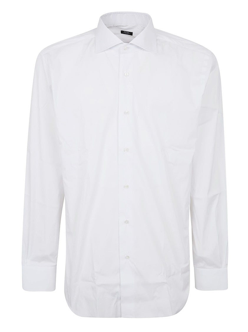 Barba Napoli White Cotton Blend Shirt With Classic Collar
