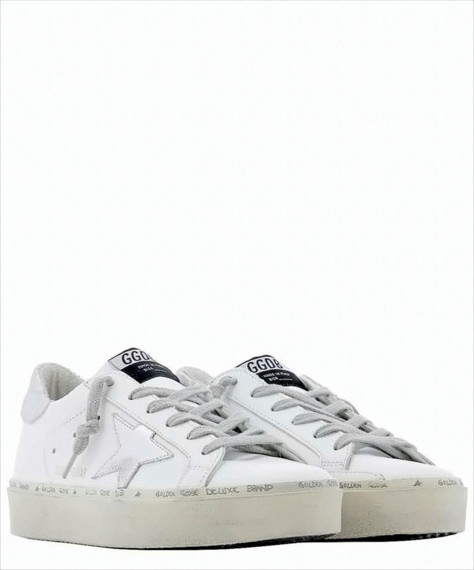 Golden Goose Distressed White Leather Low-Top Sneakers