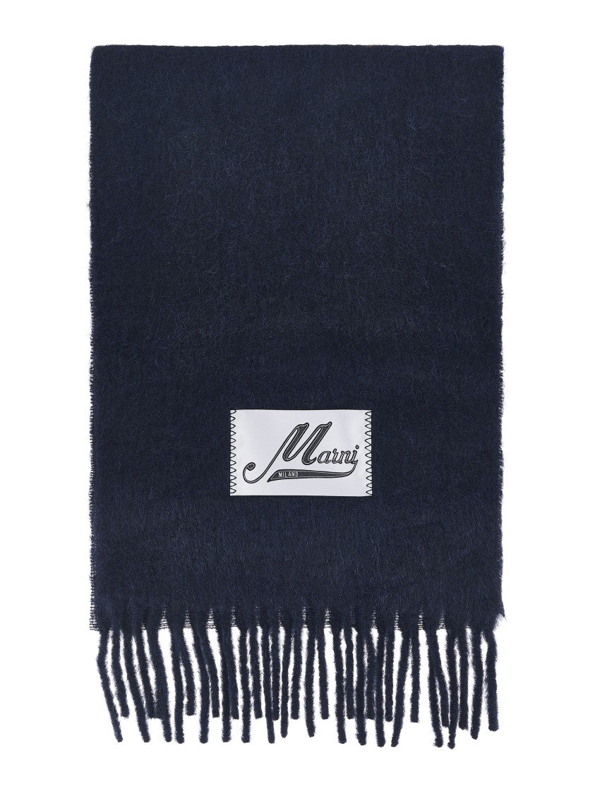 Marni Deep Navy Blue Alpaca Blend Scarf
