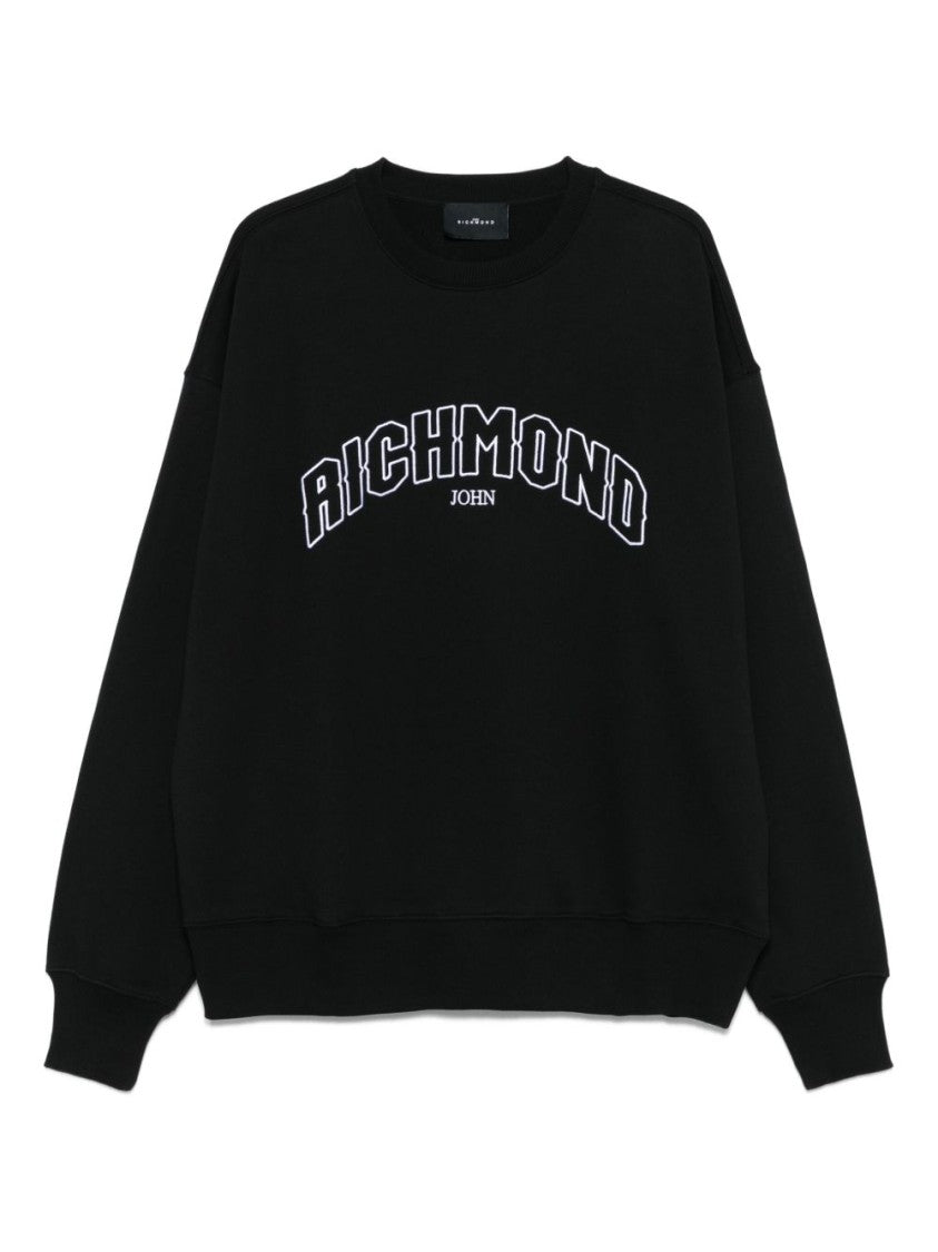 John Richmond Relaxed Fit Black Sweatshirt With Bold Logo
