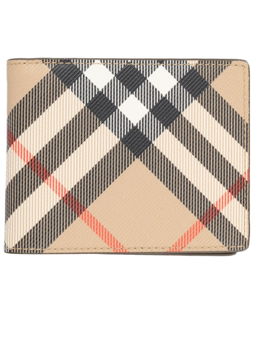 Burberry Beige Checkered Textured Wallet