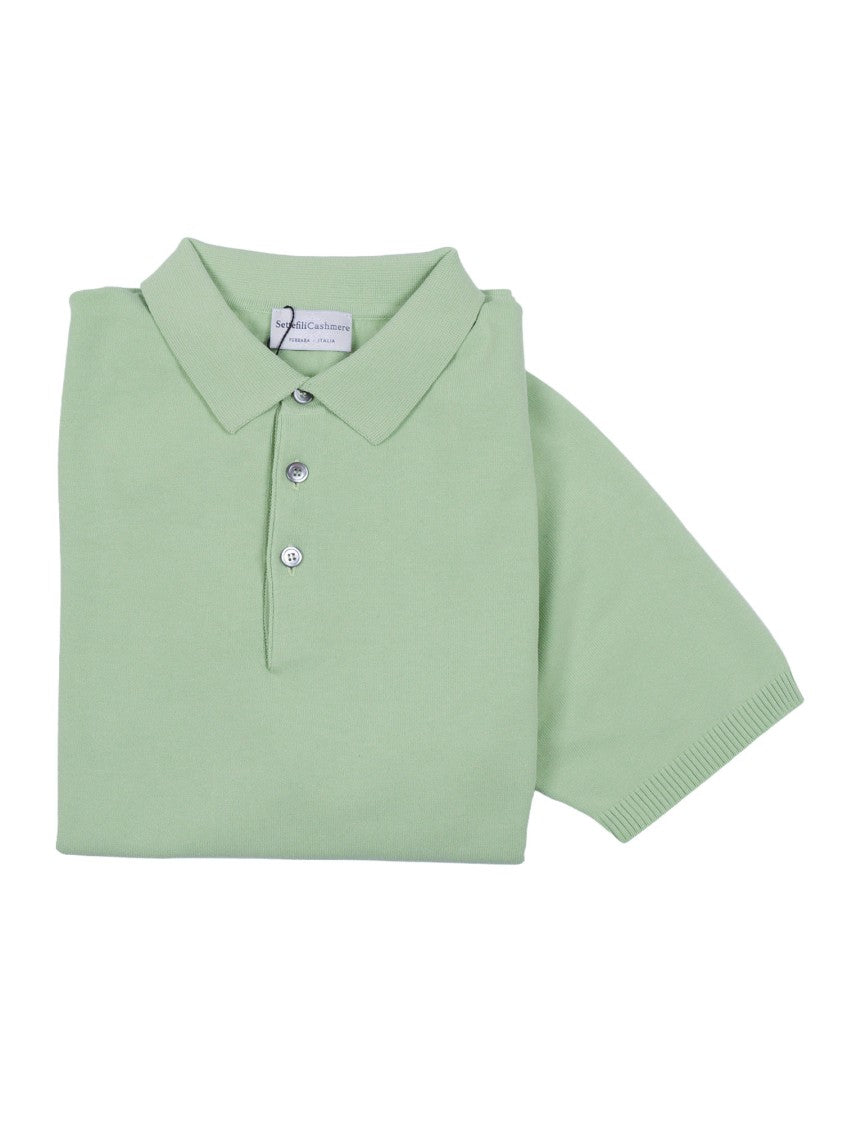 Sette Fili Cashmere Short Sleeve Classic Collar Polo Shirt