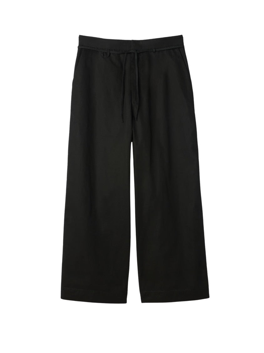 Jacquemus Black Wide Leg Cotton Cropped Pants