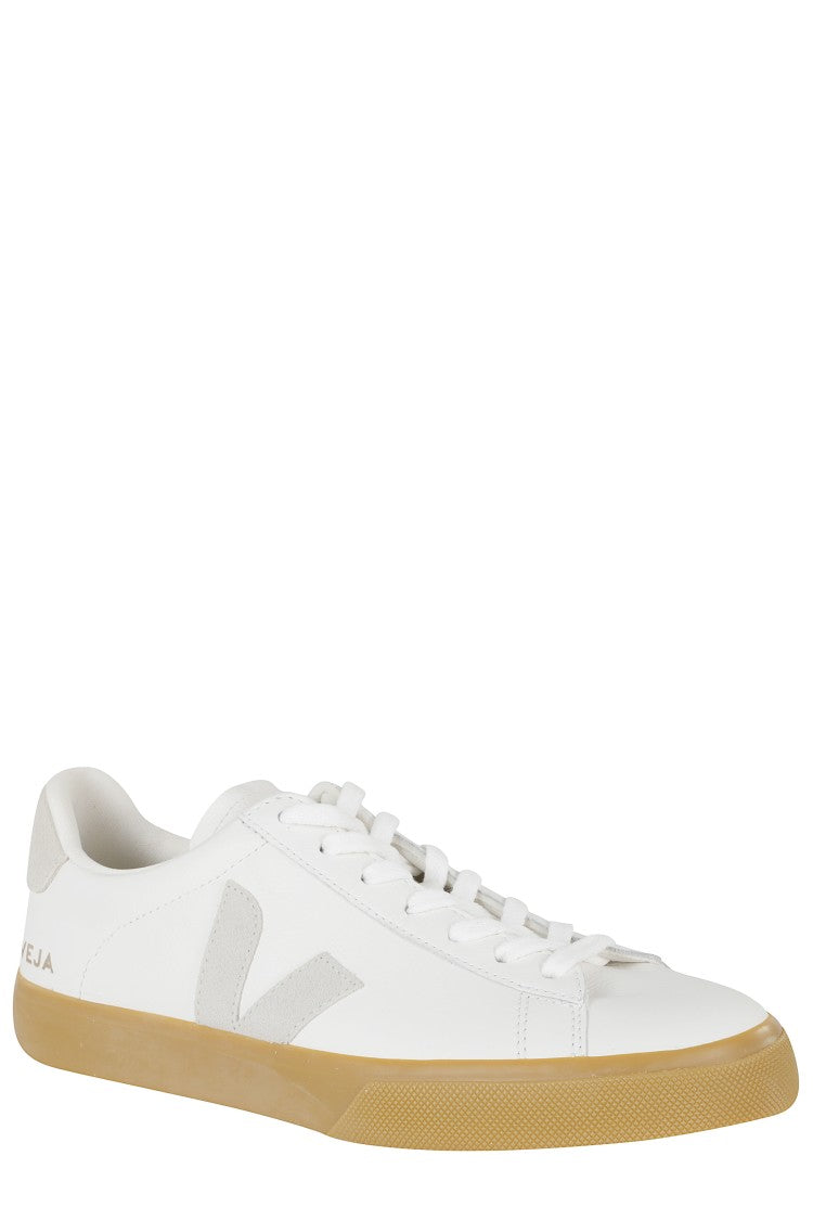 Veja White Field Gold Side Logo Leather Sneakers