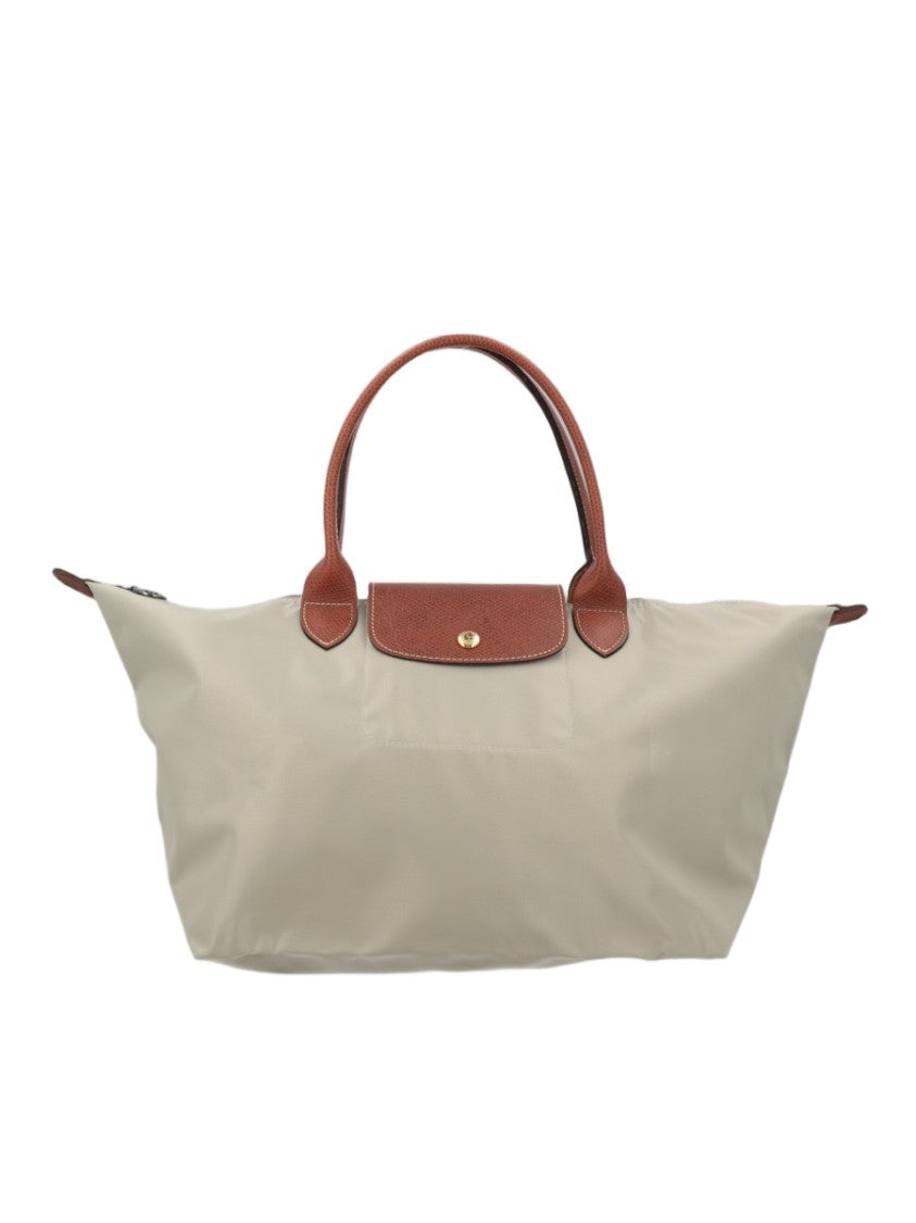 Longchamp Large Tote In Smooth Polyamide With Leather Accents