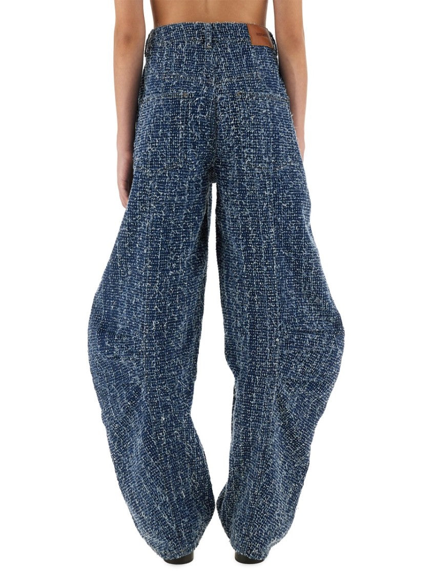 Rotate Birger Christensen Textured Blue Loose Fit Pants