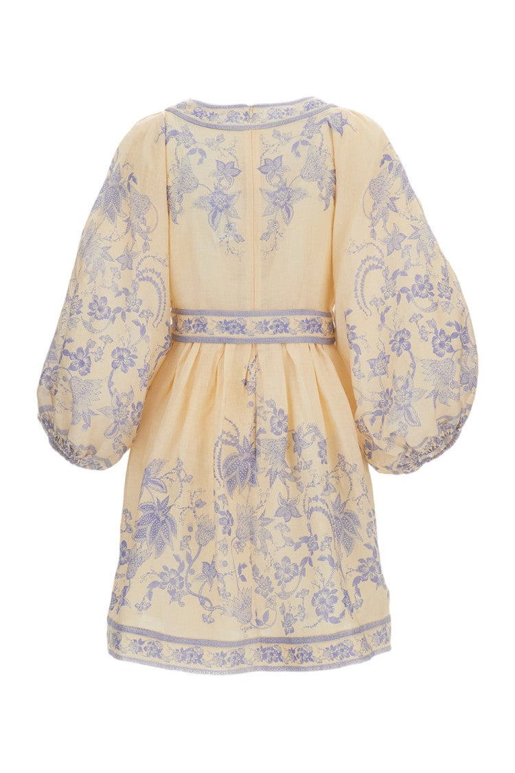 Zimmermann Indra Floral Mini Dress With Deep V-Neckline