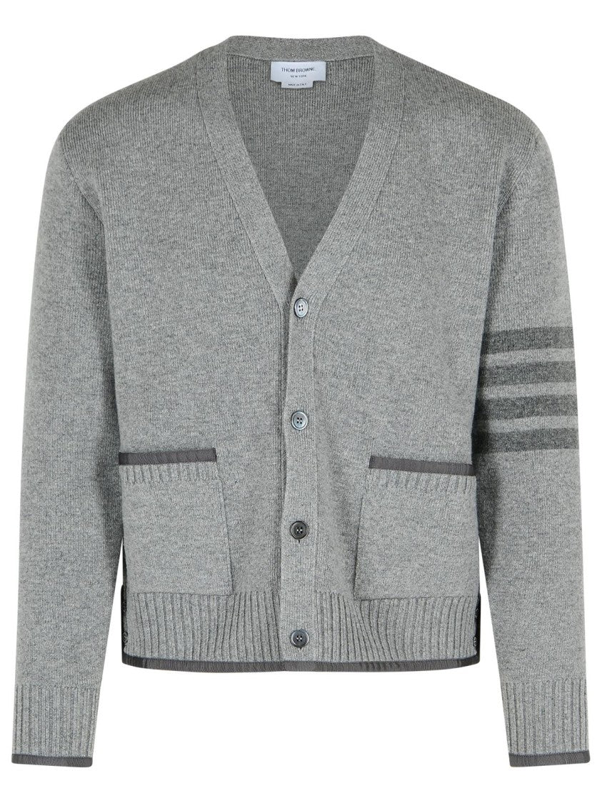Thom Browne Milano 4-Bar' Grey Virgin Wool Cardigan