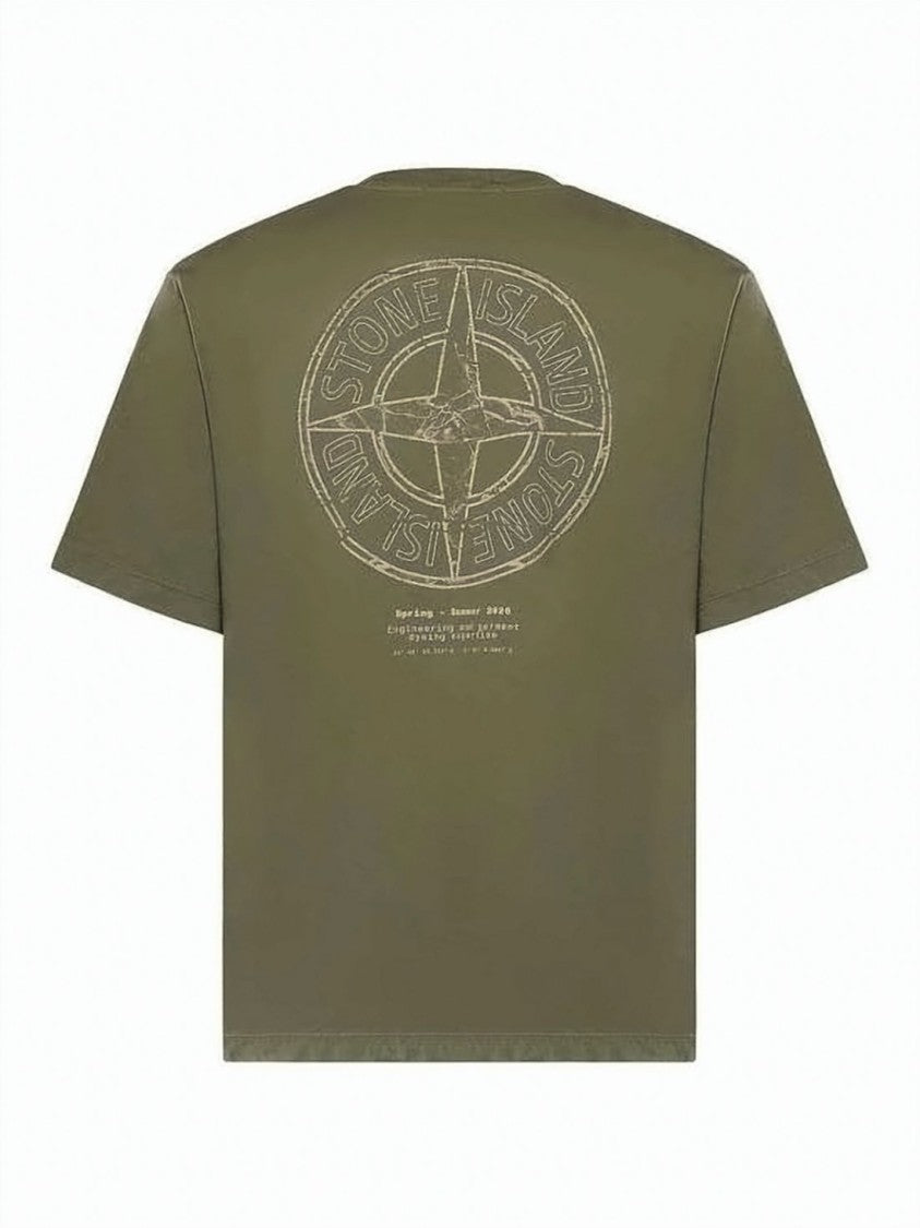 Stone Island Olive Green Cotton Short-Sleeve T-Shirt