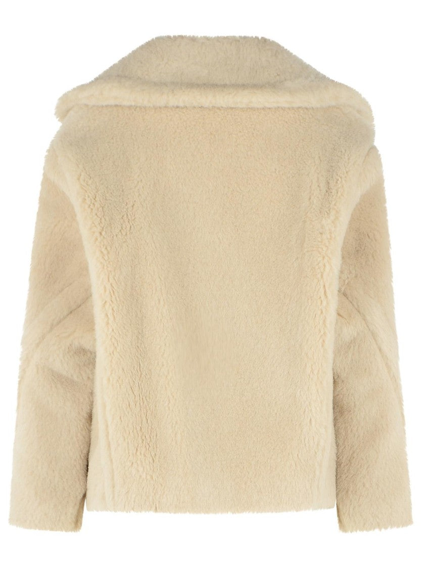 Max Mara Alcuno Biker Jacket In Plush Alpaca Teddy Fabric