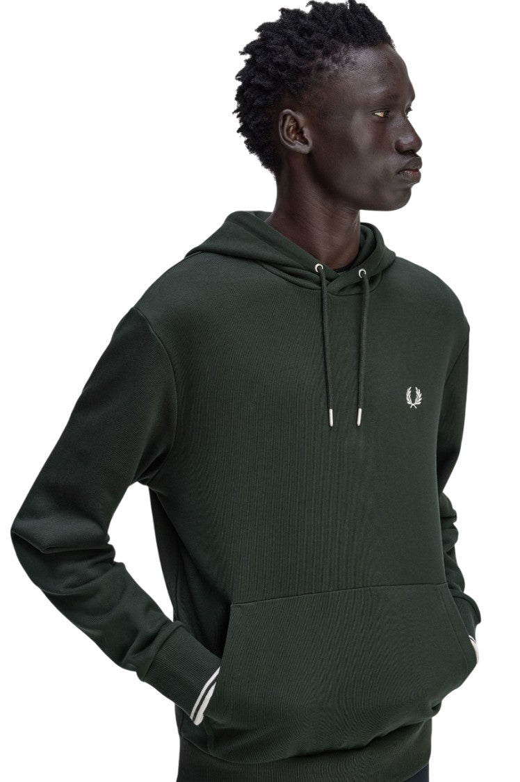 Fred Perry Green Cotton Hoodie With Drawstring