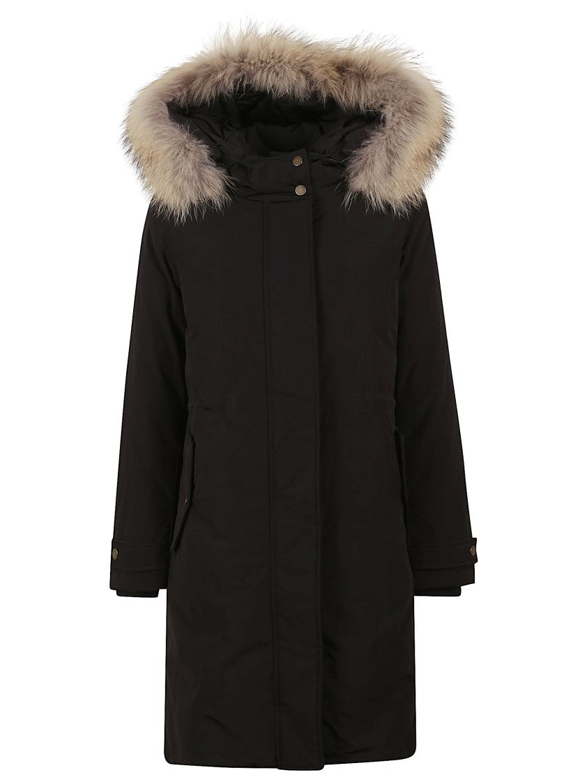 Woolrich Elongated Polyamide Parka With Plush Fur-Lined Hood