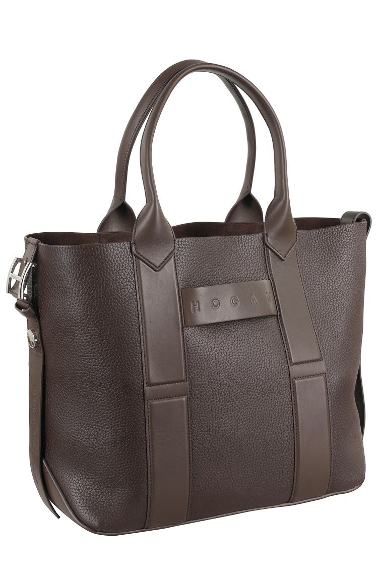 Hogan Medium Script Shopping Bag With Textured Leather Surface