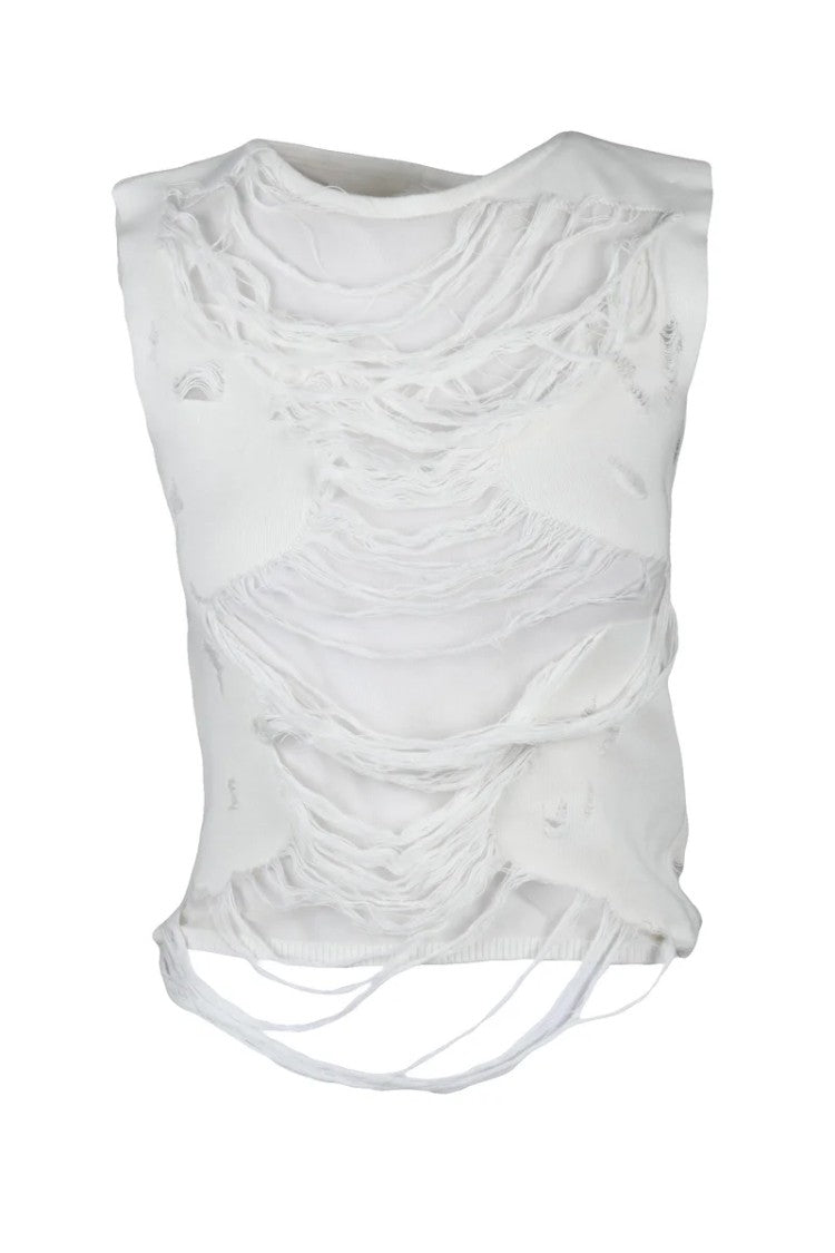 Maison Margiela Cotton Blend Tank Top - White